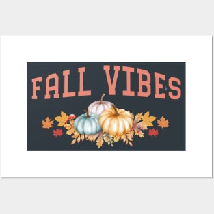 Fall Vibes Pumpkins Autumn Leaves Fall Colors Cute Trendy Posters and Art